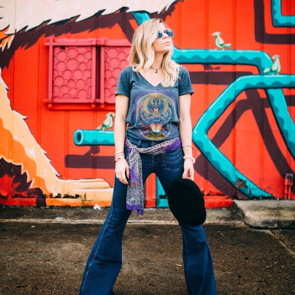 Free People Denim Flares w/chevron pockets⭐️ - Picture 3 of 8